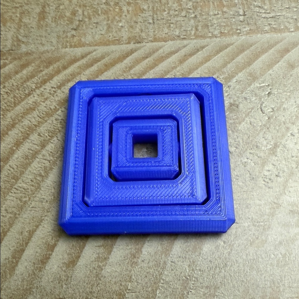 Square Blue 3D Printed Fidget Toy
